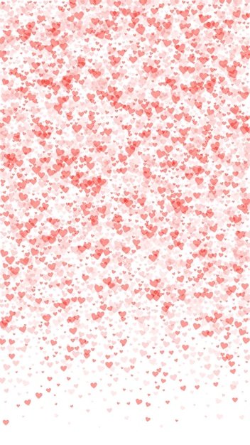 Red hearts scattered on white background