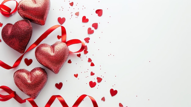 Red Hearts on transparent background