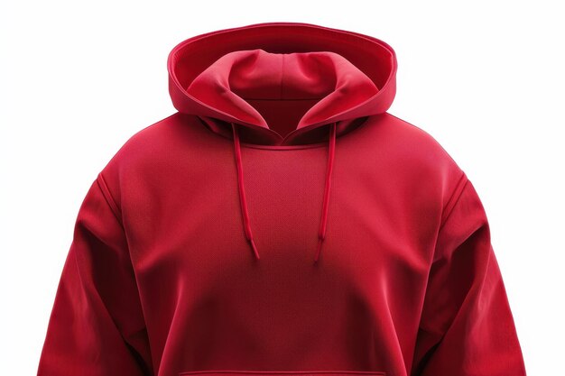 a red hoodie with a hood that says hoodie