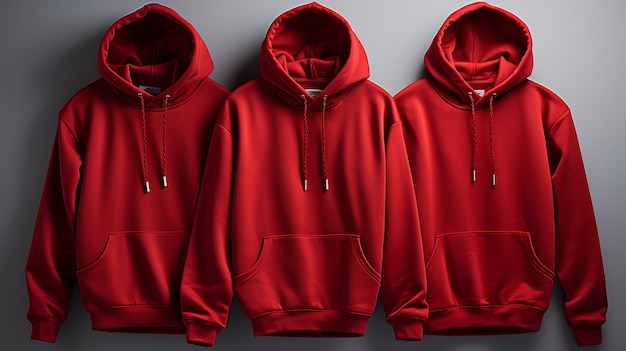 Red hoodies on a white background