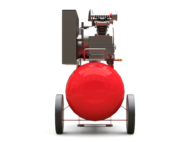 Photo red horizontal air compressor isolated on a white surface