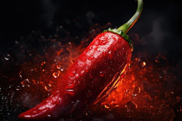 Red Hot Chili on Black Surface