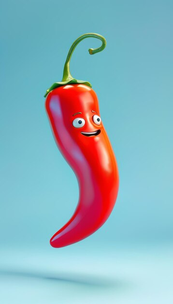 Photo red hot pepper funny cartoon character 3d illustration