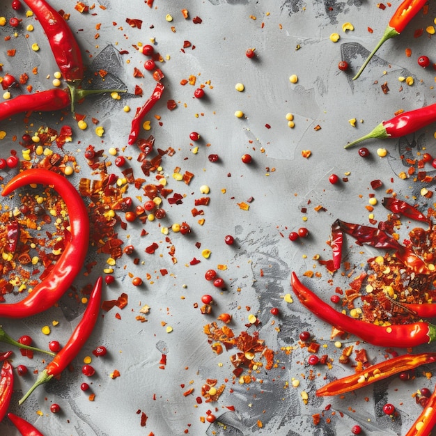 Red Hot Peppers on Table