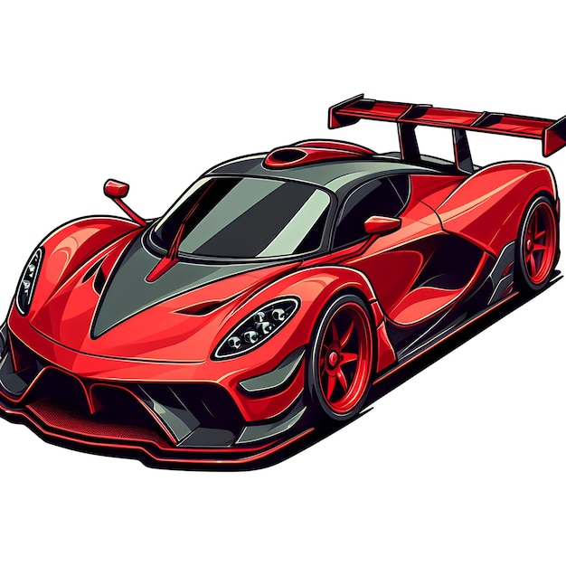 red hypercar in cartoon style white background