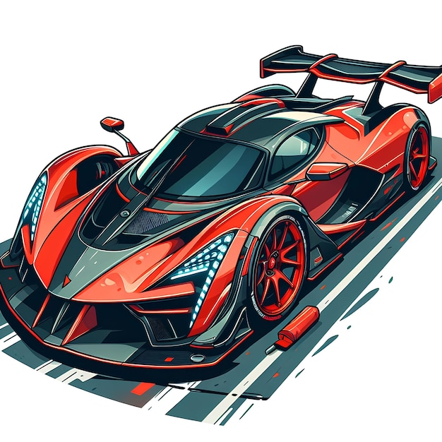 red hypercar in cartoon style white background