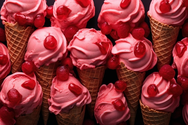 Red ice cream berry Frozen texture Generate Ai