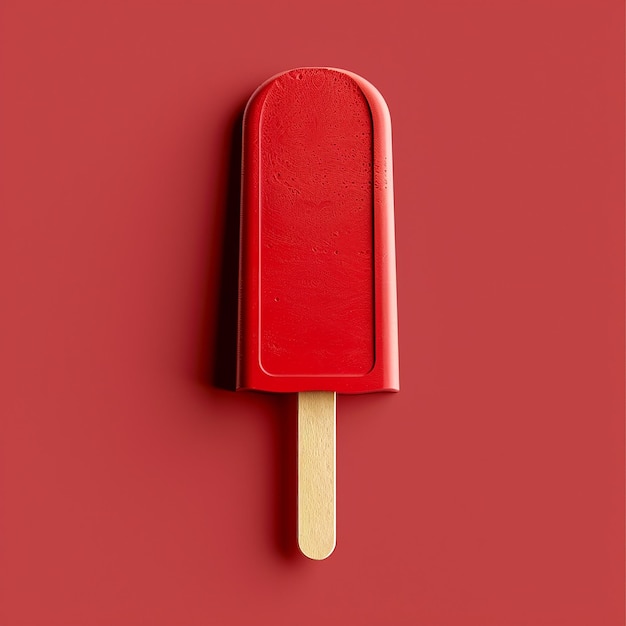 a red ice cream cone with a red ice cream stick in the corner