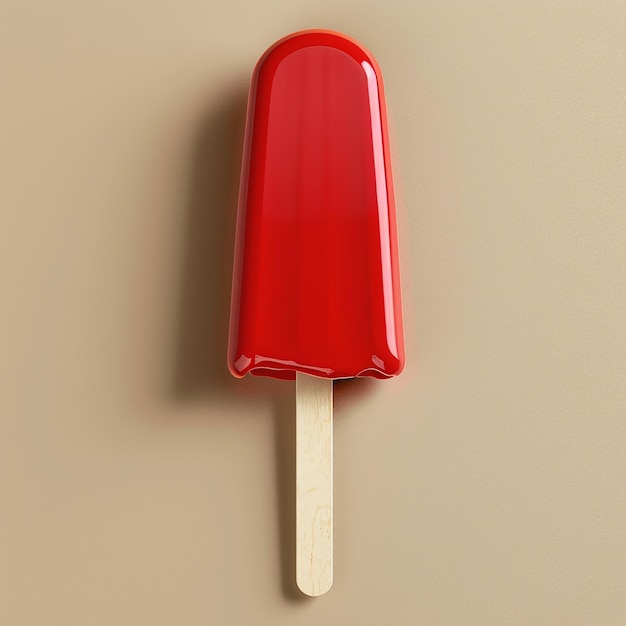 a red ice cream cone with a wooden stick in the corner