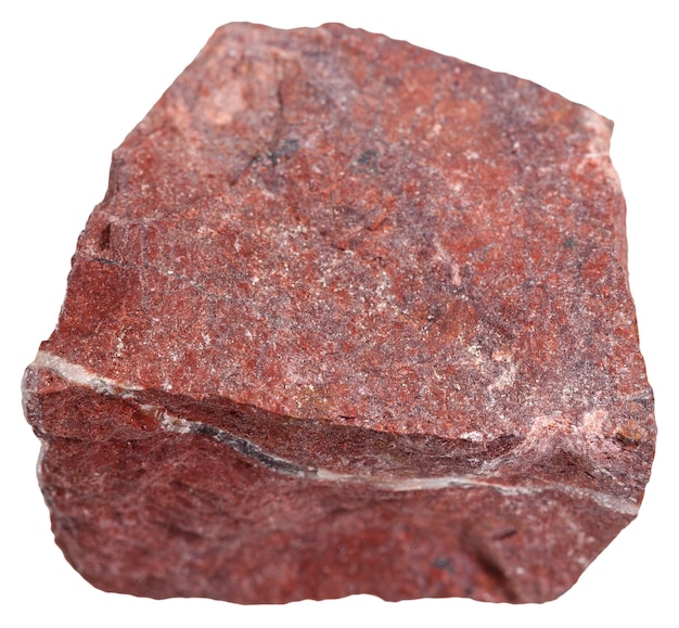 Red jasper mineral isolated on white