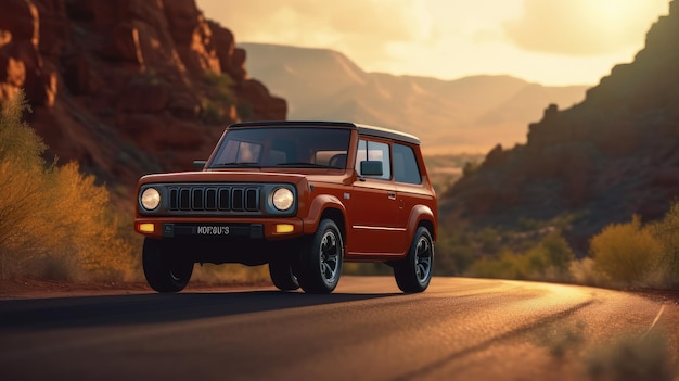 A red jeep with the numbers 929 on the front