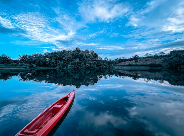 Red Kayak on the lake ,Thailand