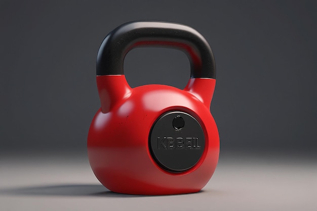 Red Kettlebell with Black Washers in 3D Rendering