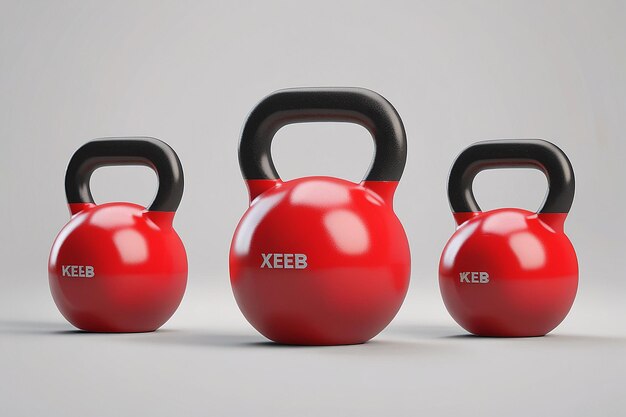 Red Kettlebell with Black Washers in 3D Rendering