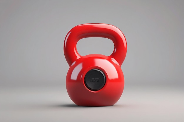 Red Kettlebell with Black Washers in 3D Rendering