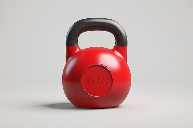 Red Kettlebell with Black Washers in 3D Rendering