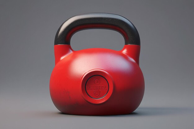 Red Kettlebell with Black Washers in 3D Rendering