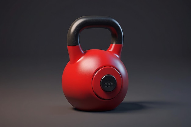 Photo red kettlebell with black washers in 3d rendering