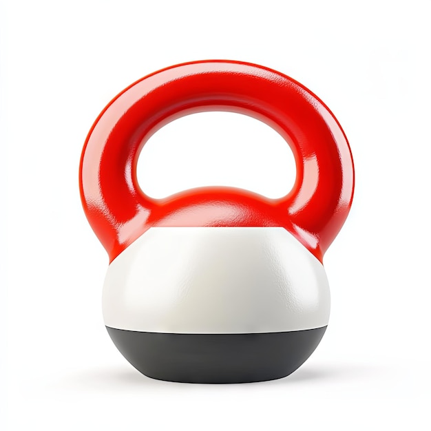 Photo red kettlebell with white and black design