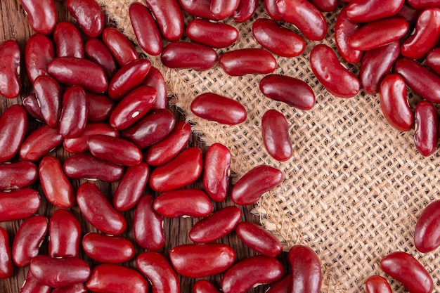 Red kidney beans in wooden