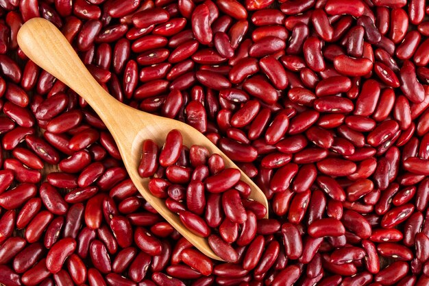 Red kidney beans in wooden