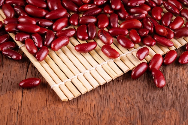 Red kidney beans in wooden