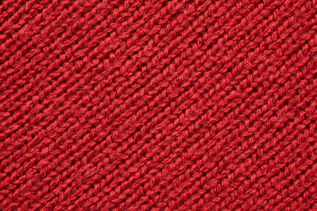 Red knitted cloth wool texture surface background