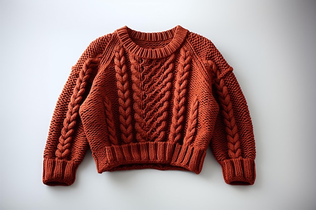 Red knitted sweater background with traditional design Knit woolen texture Red knitted Christmast