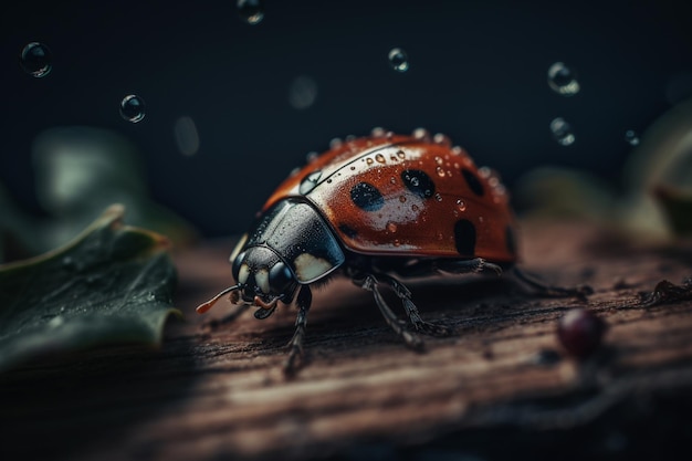 A red ladybug with the numbers 1 and 2 on it