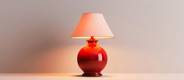 Red lamp on table