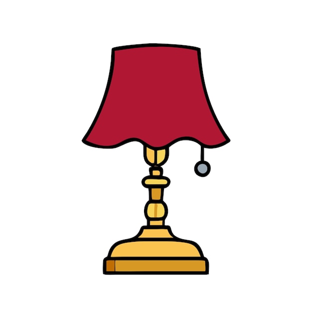 a red lamp with a red shade that says  red