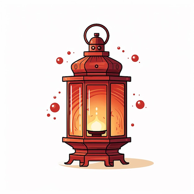 a red lantern with a flame inside of it