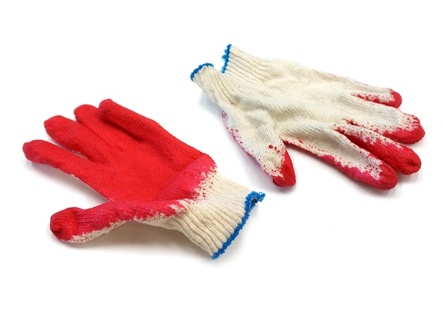 Photo red latex palm coated string knit work glove