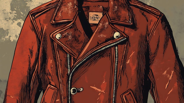 Photo a red leather jacket with a zipper pockets and buttons