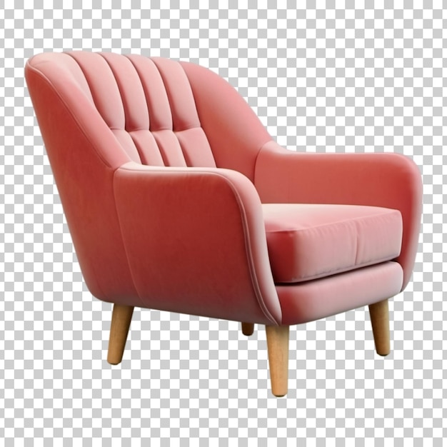 Photo a red leather modern with wooden legs on transparent background