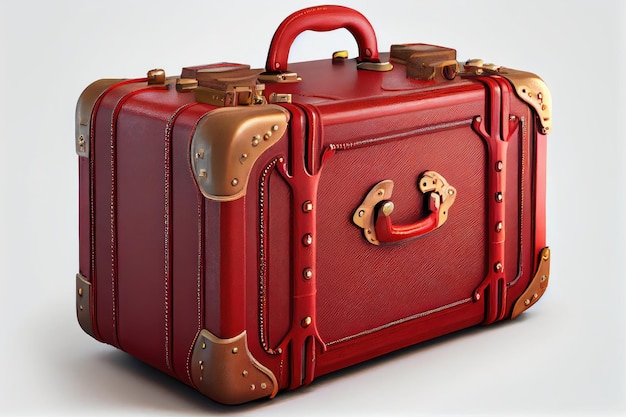 Red leather suitcase for trip suitcases for traveling