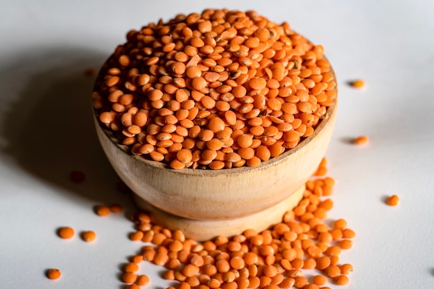 Red lentil isolated on white background