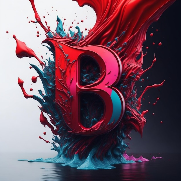 A red letter b with a splash of liquid in the middle.