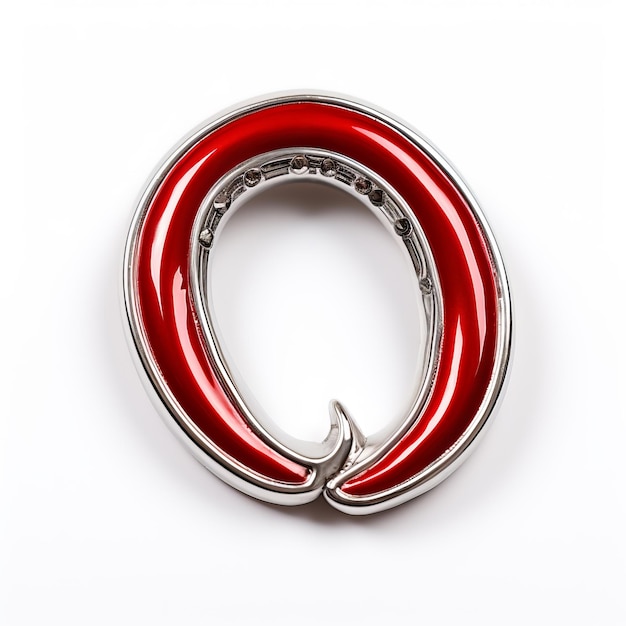 Photo a red letter o is hanging from a silver ring