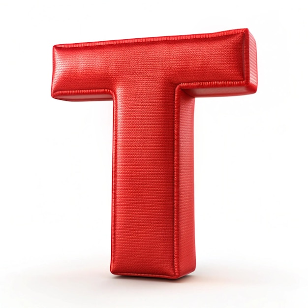 Photo red letter t 3d iilustration isolated on white background