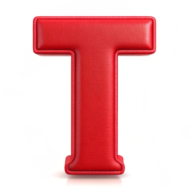 Photo red letter t 3d iilustration isolated on white background