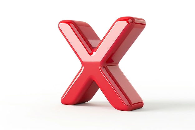 The red letter X in 3D plastic style