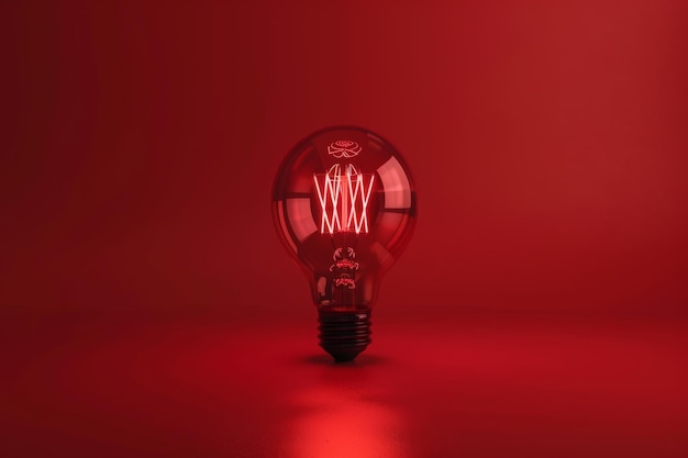 Photo red light bulb lamp mockup lightbulbs banner minimal light bulbs with copy space creativity idea