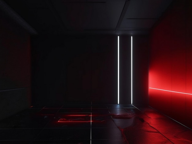 Red light floor with black room minimalism rendered in cinema4d Generated Ai