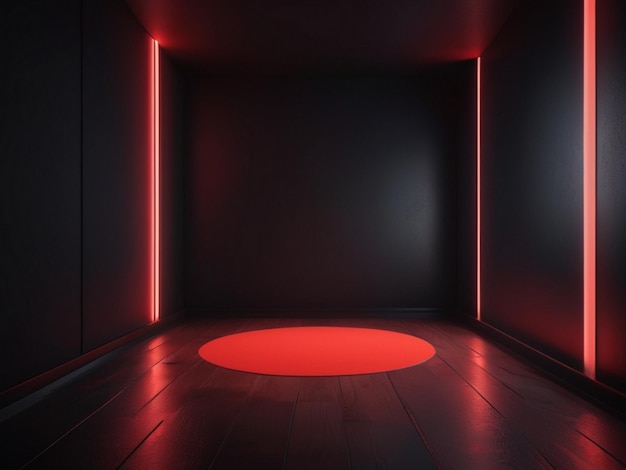 Red light floor with black room minimalism rendered in cinema4d Generated Ai