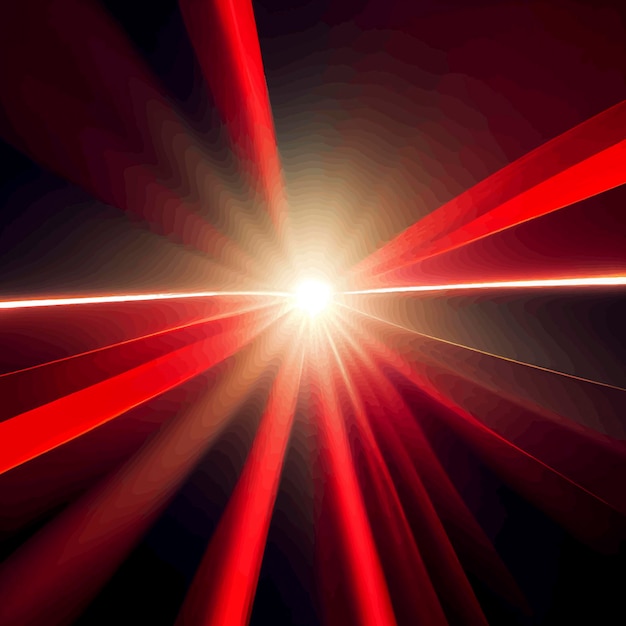 Red Light Lens flare on black background Lens flare with bright light isolated with a black background