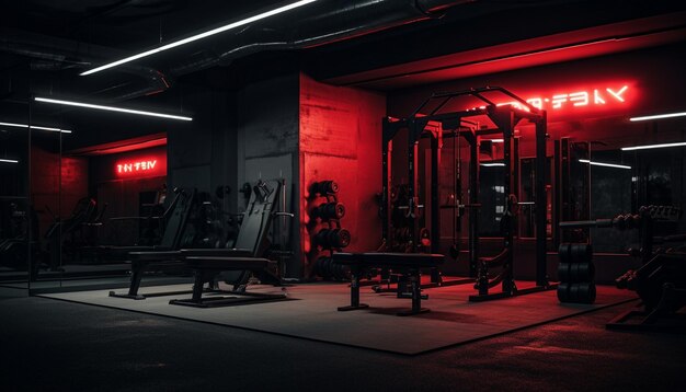 a red light that is on in a gym