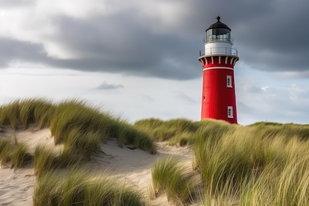 Red Lighthouse on the island of Sylt AI