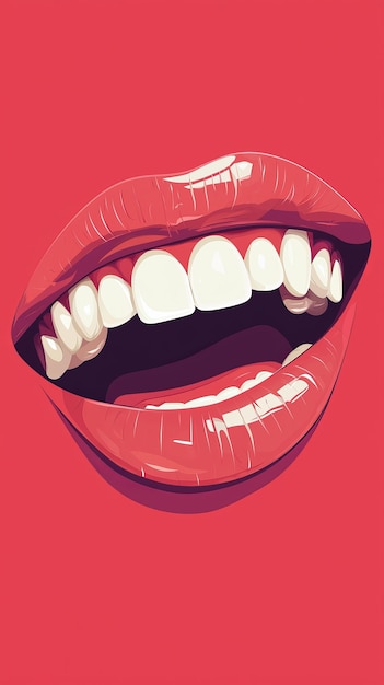 Red Lips with White Teeth Illustration