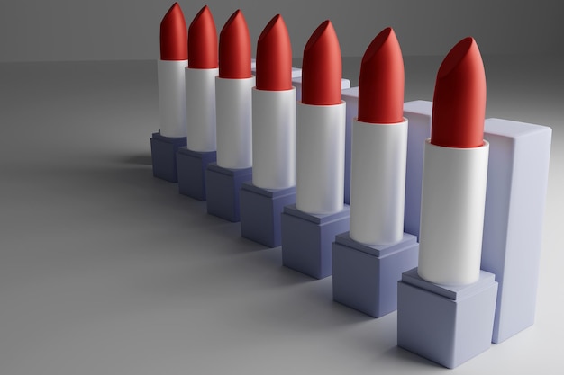 Red lipstick on gray d render